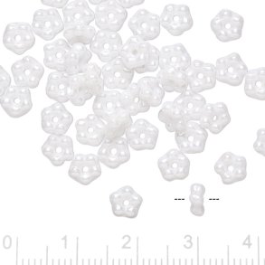 Glasperlen, Blumen, wei, Durchmesser 5 mm, 10 Stk.