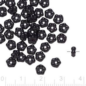 Glasperlen, Blumen, schwarz, Durchmesser 5 mm, 10 Stk.