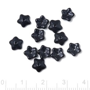 Glasperlen, Blumen, schwarz, Durchmesser 7 mm, 10 Stk.