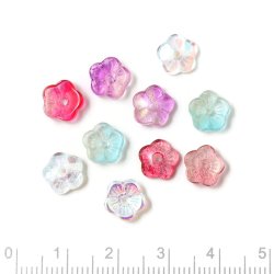 Blume, Glasperle, verschiedene Farben, Durchmesser 8 mm, 10 St�ck