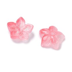 Blomst, glasperle, pink, diameter 9,5 mm, 10 stk