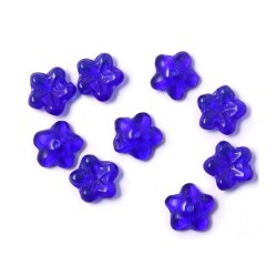 Glasperlen, Blumen, blau, transparent, Durchmesser 7,5x3 mm, 10 Stk.