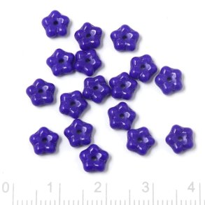 Glasperlen, Blumen, blau, Durchmesser 6,5 mm, 10 Stk.