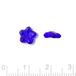 Glasperlen, Blumen, blau, transparent, Durchmesser 7,5x3 mm, 10 Stk.