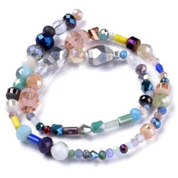 Glasperlenmix, ganzer Strang, medium gr&ouml;&szlig;e Perlen, mix farben, 2-8x4-12 mm, ca. 65 Stck