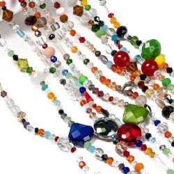 Glasperlenmix, kleine perlen, ganzer Strang, mix farben, 2-6x2-8 mm, 90-100 St&uuml;ck.