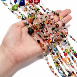 Glasperlenmix, kleine perlen, ganzer Strang, mix farben, 2-6x2-8 mm, 90-100 St&uuml;ck.