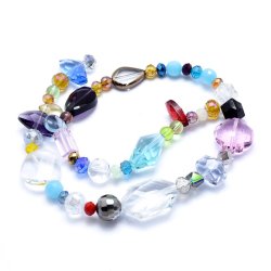 Glasperlenmix, ganzer Strang, grere gemischte Perlen, 4,5-33x4-16 mm, ca. 40 Stck