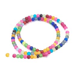 Glasperle, Farb-Mix, matt, rund, 6 mm, 74 Stk.