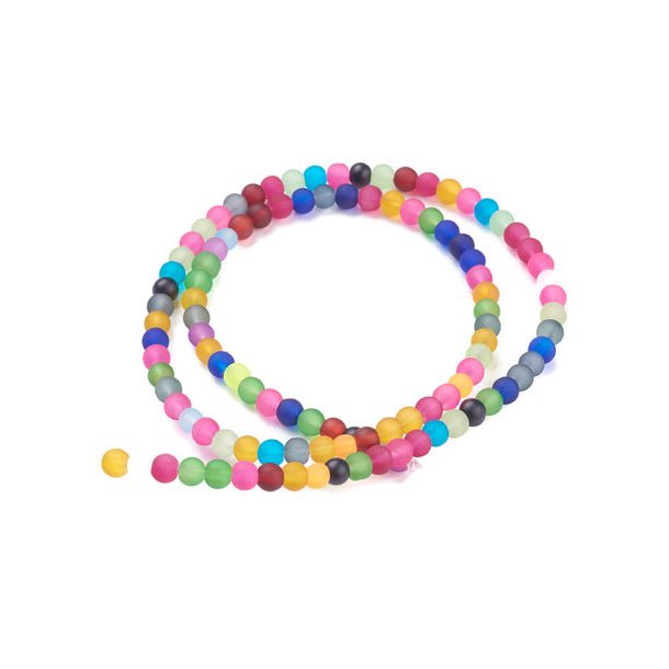 Glass bead, color mix, frosted, round, 4 mm, 108 pcs.