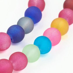 Glasperle, Farb-Mix, matt, rund, 6 mm, 74 Stk.