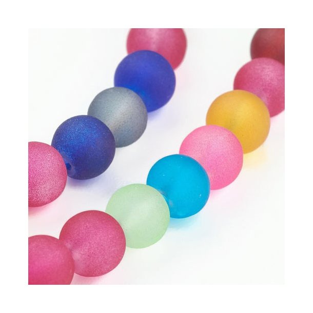 Glass bead, color mix, frosted, round, 6 mm, 74 pcs.