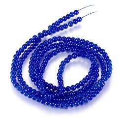 Glasperle, 70 cm langer Perlenstrang, ultramarin-blau, rund, 4 mm, ca. 200 St&uuml;ck