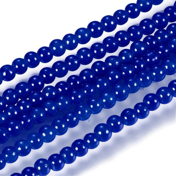Glass bead, ultramarine blue, shiny, round, 4 mm, 20 pcs.