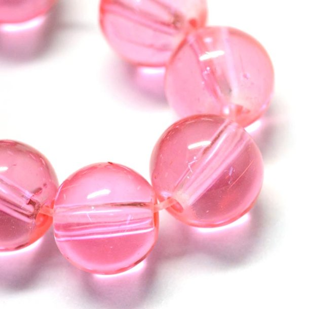 Glass bead, pink, round, 8 mm, approx. 10 pcs.