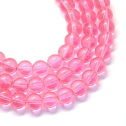 Glasperle, rosa, rund, 8 mm, ca. 10 Stk.