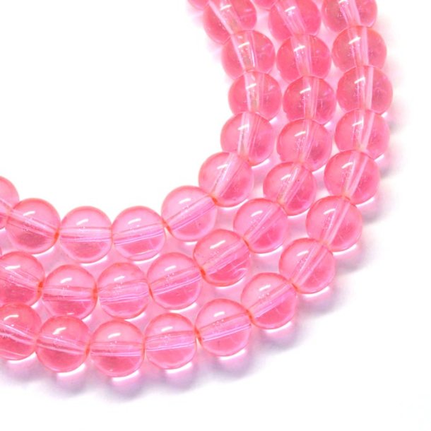 Glass bead, double strand, pink, round, 8 mm, approx. 105 pcs.