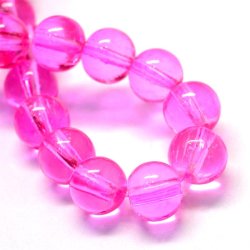 Glasperle, doppelt Strang, hot pink, rund, 8 mm, ca. 105 Stk.