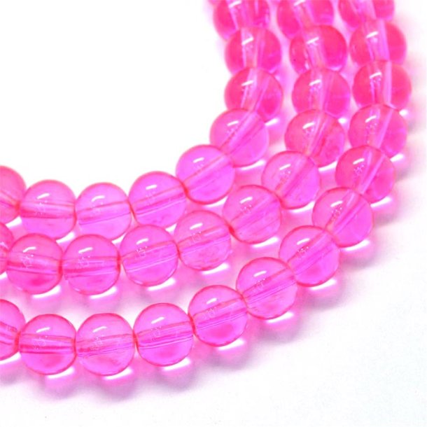 Glass bead, double strand, hot pink, round, 8 mm, approx. 105 pcs.