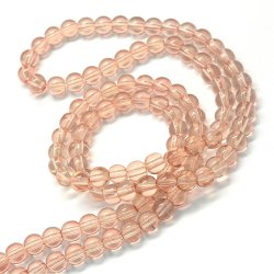 Glasperle, doppelt Strang, beige, rund, 8 mm, ca. 105 Stk.