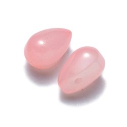 Glasperle, rosa , Tropfen, oben quer gebohrt, 9x6 mm, 6 Stk