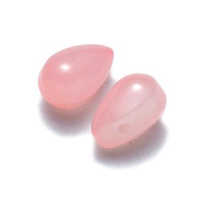 Glasperle, rosa , Tropfen, oben quer gebohrt, 9x6 mm, 6 Stk