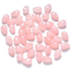 Glasperle, rosa , Tropfen, oben quer gebohrt, 9x6 mm, 6 Stk