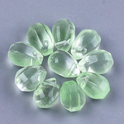 Glasperle, Tropfen, hellgr&uuml;n, oben quer gebohrt, 9x6 mm, 6 Stk