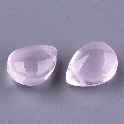 Flacher Tropfen, Glasperle, rosa, oben quergebohrt, 12x9x7 mm. 4 Stck