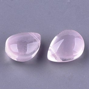 Flacher Tropfen, Glasperle, rosa, oben quergebohrt, 12x9x7 mm. 4 Stck