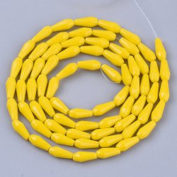 Facettierte Glastropfen, gelb, 10x4 mm, 6 Stk.