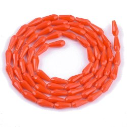 Facettierte Glastropfen, orange-rot, 10x4 mm, 6 Stk.