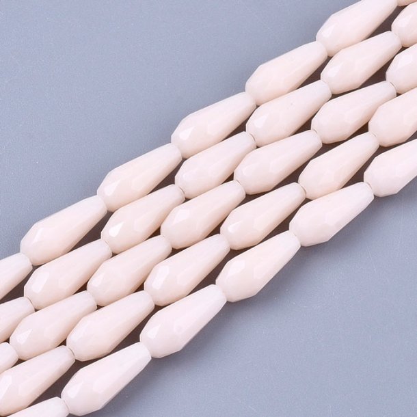 Facetted glass teardrops, old lace, 10x4mm, 6pcs.