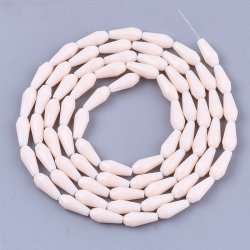 Facettierte Glastropfen, creme, 10x4 mm, 6 Stk.