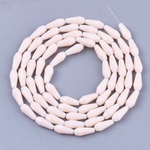 Facettierte Glastropfen, langer Strang, creme, 10x4 mm, ca. 72 Stk.