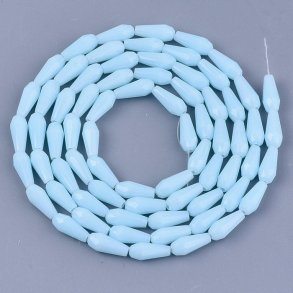 Facetteret glasdrbe, lang perlestreng, himmel bl, 10x4 mm, ca. 72 stk