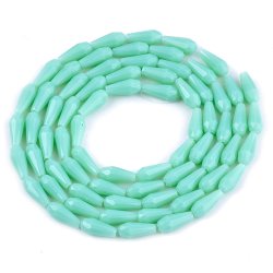 Facettierte Glastropfen, aquamaringr&uuml;n, 10x4 mm, 6 Stk.