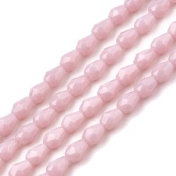 Facettierte kurze Glastropfen, helles violett, 5x3,5 mm,  10Stk.