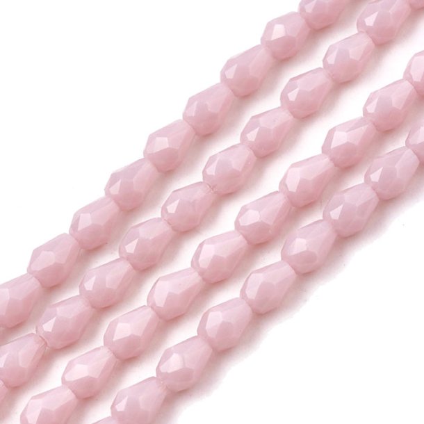 Facetted short glass teardrops, light purple, 5x3.5mm, 10pcs.