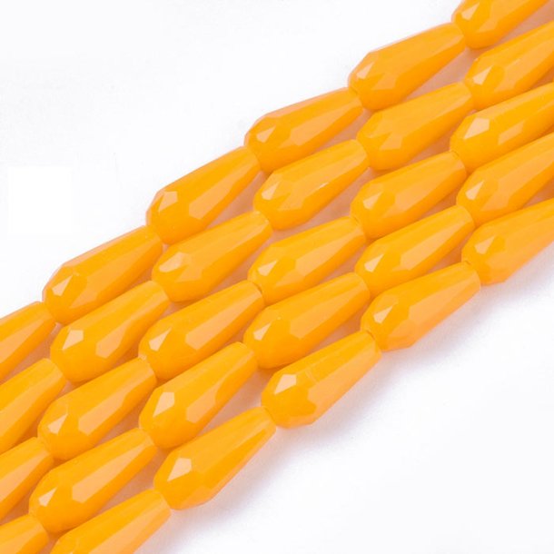 Facettierte Glastropfen, orange, L&auml;nge 10 mm, Breite 4 mm, 6 Stck.