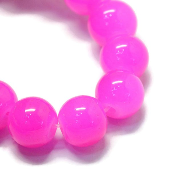Jade bead, imitation of glass, hot pink, round, 10 mm, 10 pcs.