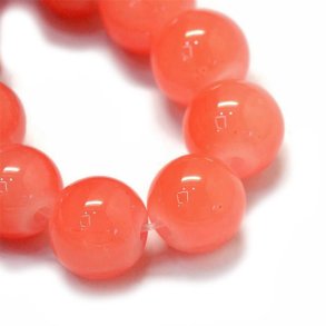 Jadeperle, Glasimitat, lachsfarben, rund, 10 mm, 10 Stück.