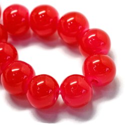 Jadeperle, Glasimitat, Doppelstrang, rot, rund, 10 mm, ca. 80 Stck.