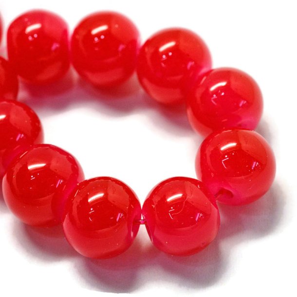 Jade bead, imitation of glass, red, round, 10 mm, 10 pcs.
