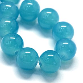 Jade Perle, Imitation, blau-türkis, rund, 12 mm, 10 Stk.