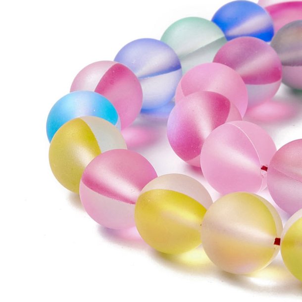 Glass beads, color mix, frosted, round, diameter 10 mm, 10 pcs