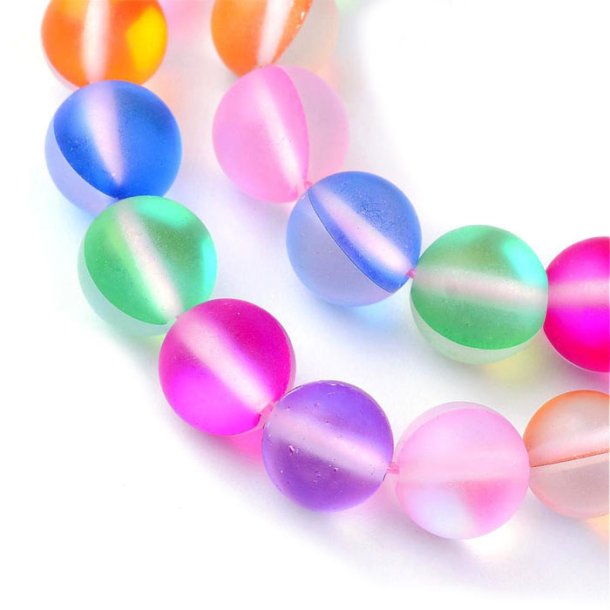 Glass beads, color mix, frosted, round, diameter 8 mm, 10 pcs.