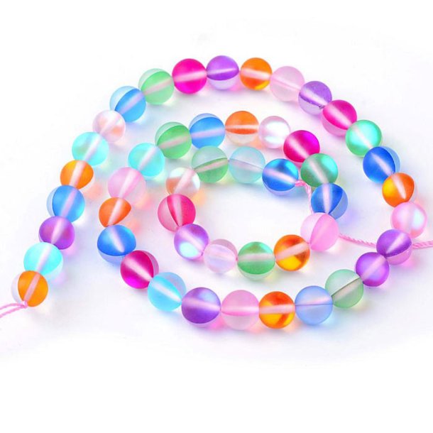 Glass beads, full strand, color mix, frosted, round, diameter 8 mm, 45 pcs.