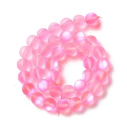 Glasperle, ganzer Perlenstrang, rosa, mattiert, rund, 10 mm, 38 Stk.