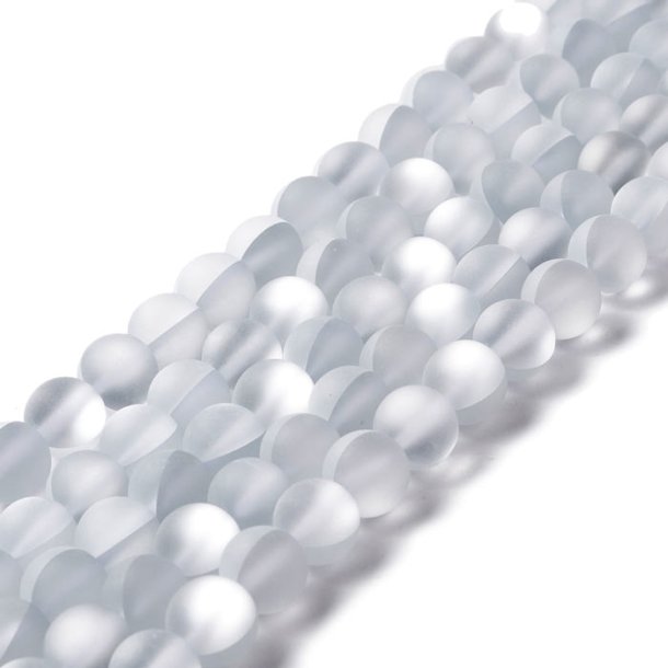 Glass beads, white frosted, round, diameter 10 mm, 6 pcs.